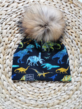 Charger l'image dans la galerie, Tuque dinosaure/noir en coton - SUR COMMANDE