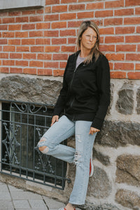 Veste à zip courte - Signature Noir