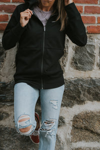 Veste à zip courte - Signature Noir
