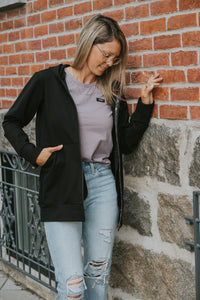 Veste à zip courte - Signature Noir