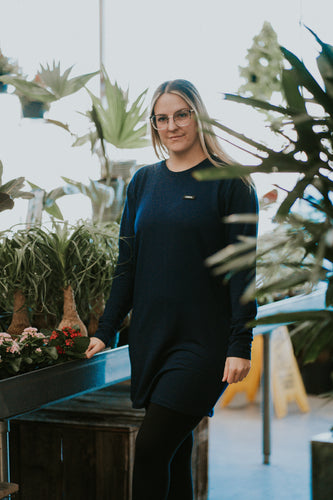 Tunique oversize manches longues femme - Marine