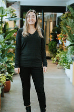 Charger l&#39;image dans la galerie, Chandail long col V - Rib gris charcoal