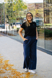 Pantalon long évasé - Bleu indigo