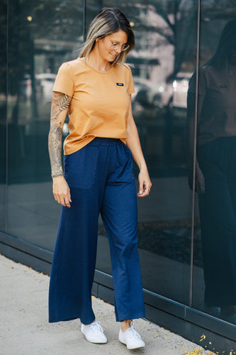 Pantalon long évasé - Bleu indigo