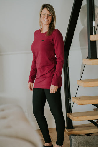 Tunique courte manches longues - Rouge cerise