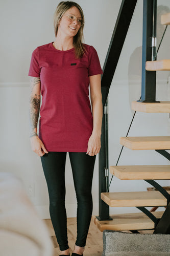 T-Shirt Tunic courte - Rouge cerise