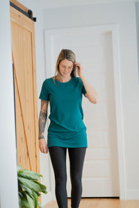 T-shirt tunic courte - Rib émeraude