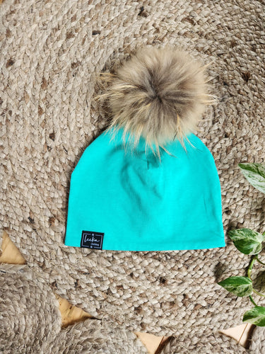 Tuque Turquoise en coton - SUR COMMANDE ''agencement 2x2''