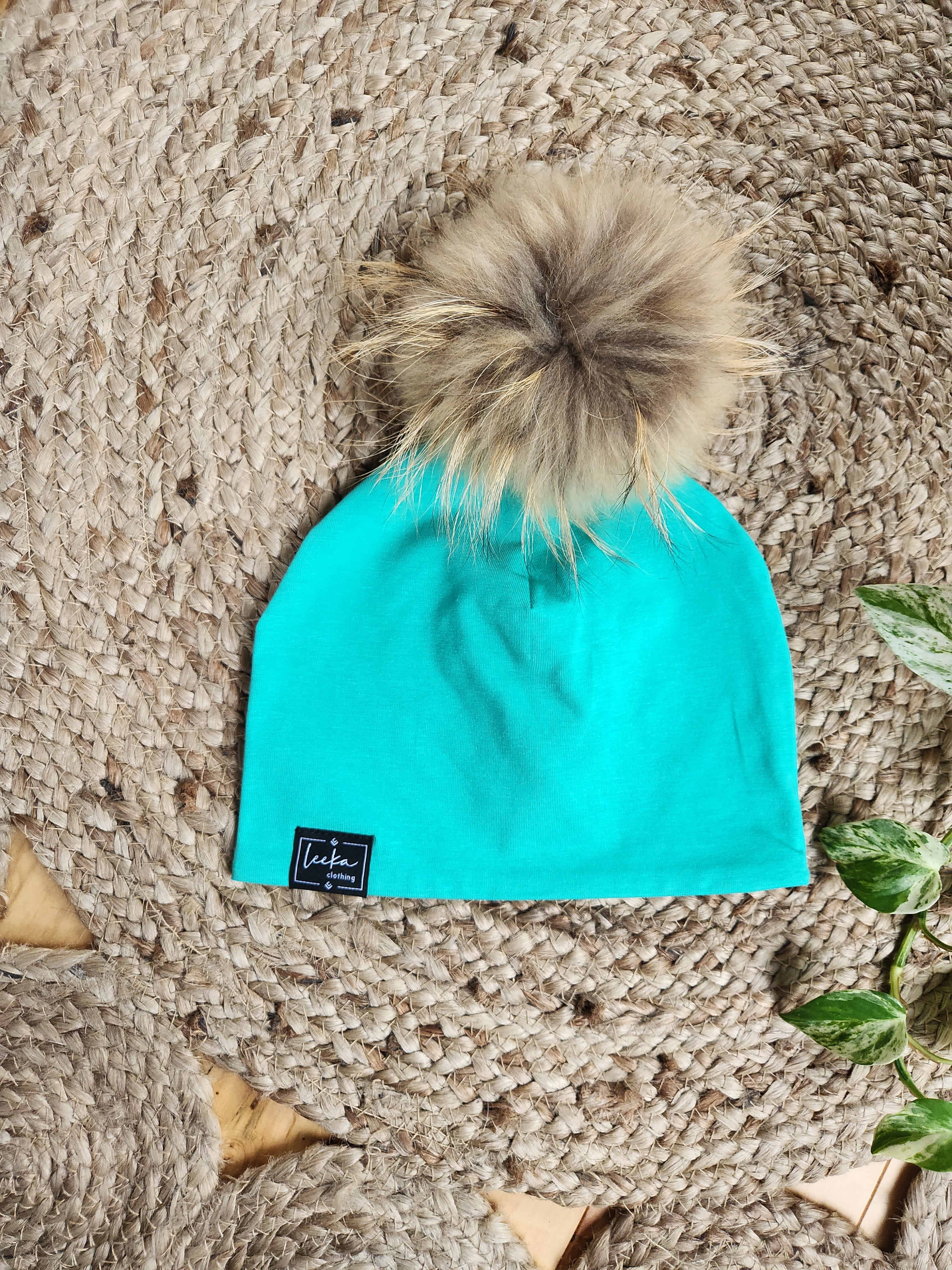 Tuque Turquoise en coton SUR COMMANDE ''agencement 2x2'' – LeekaShop