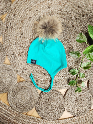 Tuque Turquoise en coton - SUR COMMANDE ''agencement 2x2''