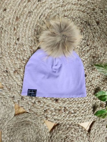 Tuque lilas en coton - SUR COMMANDE ''agencement 2x2 et nanö''