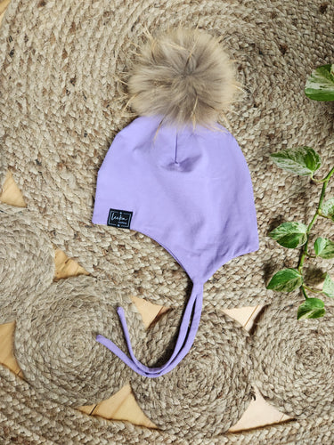 Tuque lilas en coton - SUR COMMANDE ''agencement 2x2 et nanö''